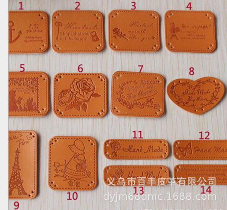 Professional faux leather, heat-pressed color-changing leather, customized leather label design. PU PVC detail image 13
