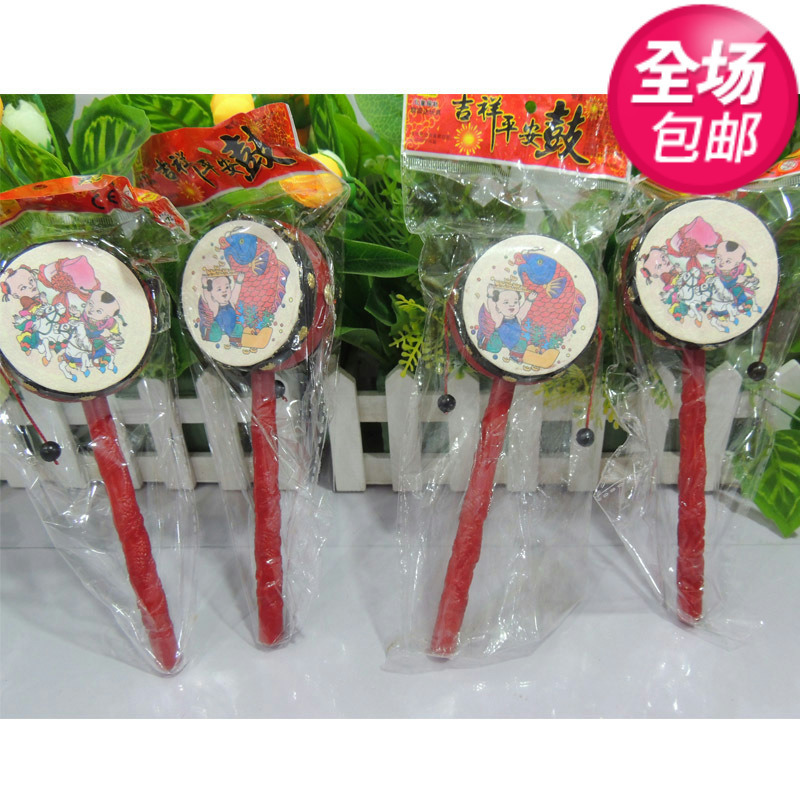 classic tradition auspicious Kraft paper Rattle drum Hand Drums Infants Early education Puzzle 2 yuan Stall gift Toys