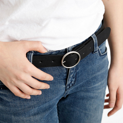 ulzzang belt women's versatile casual Korean student simple belt Korean style ring buckle BF style decorative retro