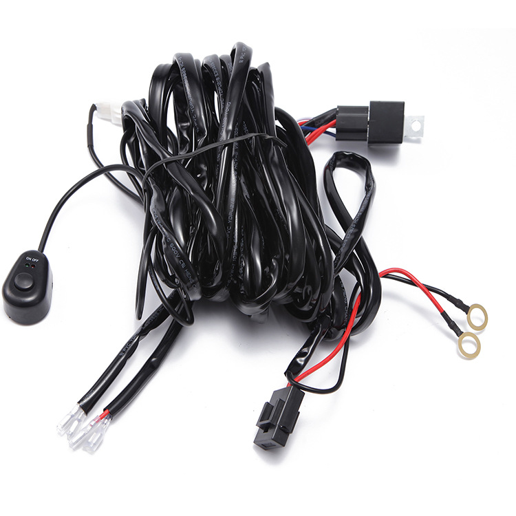 Modificación del coche una arrastre dos 12V 3 M flash LED tira luz interruptor línea conjunto faro trabajo luz proyector cableado arnés cableado