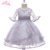 Children's dress, small princess costume, European style, mid length, long sleeve, with embroidery, flowered