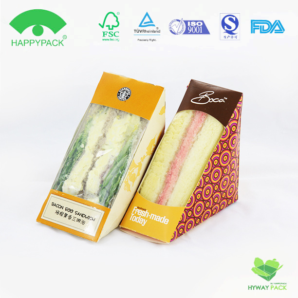 三明治纸盒 三角形食品包装纸盒 一次性透明三明治纸盒批发定 制