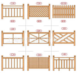 厂家直销户外防腐木园艺护栏碳化木围栏实木栈道栏杆工程上门安装