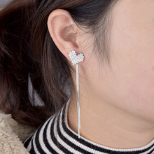 韩国花朵锆石心形耳钉女925纯银耳针小巧可爱耳环时尚个性耳饰品