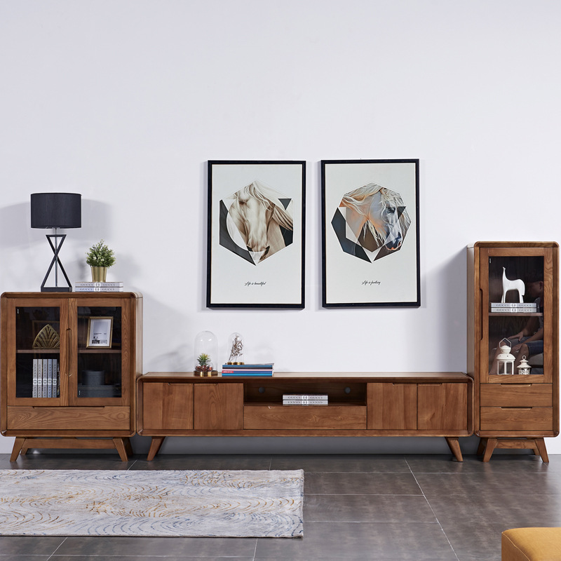 轩帝斯实木电视柜北欧现代简约地柜边柜茶几组合小户型白蜡木家具