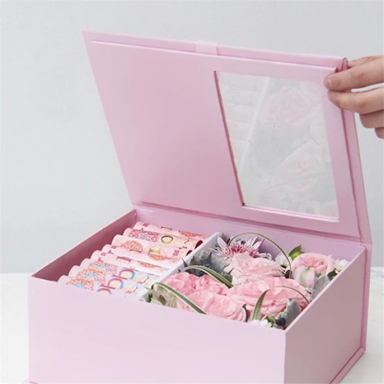 TikTok embalaje de regalo sorpresa floristería suministros al por mayor Misteriosa caja de regalo de mezcla a mano media ventana amor carta caja flor embalaje