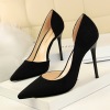 Suede shallow mouth pointed sexy nightclub show thin side hollow single shoes