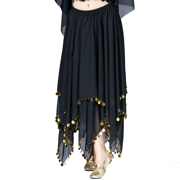 Платье для танца живота Шифоновое большое платье-качели Юбка с пайетками Индийский танцевальный костюм Сценическое платье Платье для танцевальных выступлений