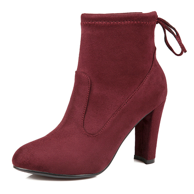 Winter new foreign trade fashion thick heel round head suede low tube Martin boots