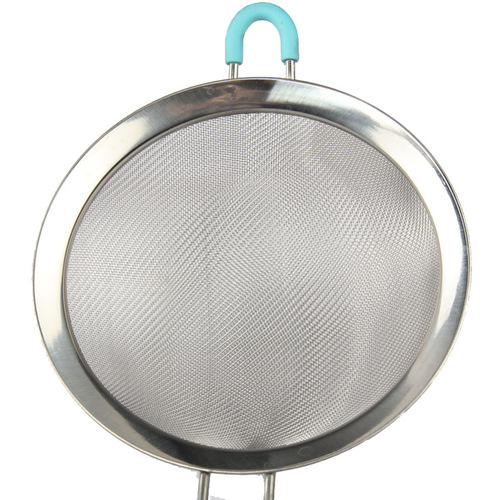 Aimanwu wide-sided oil grid stainless steel hand-held flour sieve color handle flour sieve size 7CM~22CM