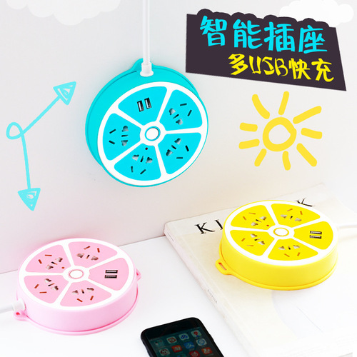 Creative socket with safety door, smart fast charging power strip, colorful multi-function disc wiring board, desktop plug and wall-mounted plug