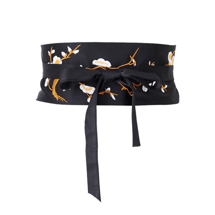 Sello de cintura bordado decoración de cinturón ancho de las mujeres de moda todo fósforo bordado estudiante estilo antiguo estilo étnico verde con correa de falda