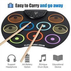 Roll Up Drum Colorful Handheld Frame Drum Beginner Children's Percussion Instrument USB Handheld Electronic Drum