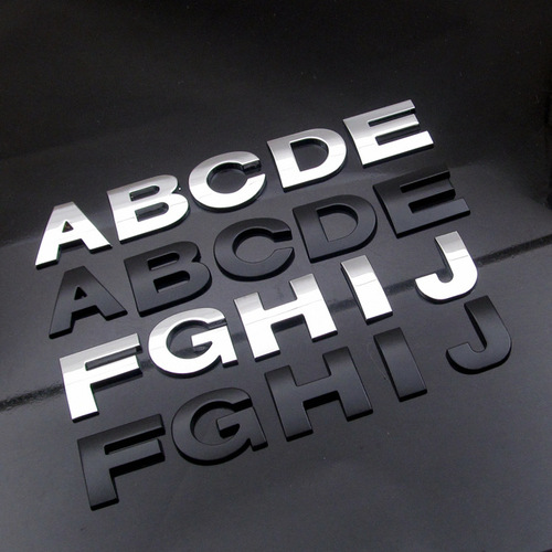 Car 3D Letter Car Sticker English Letter Car Emblem DIY Letter Number Metal Body Sticker Letter Black