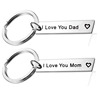 I love you mom, DAD keychain stainless steel long strip pendant to parents