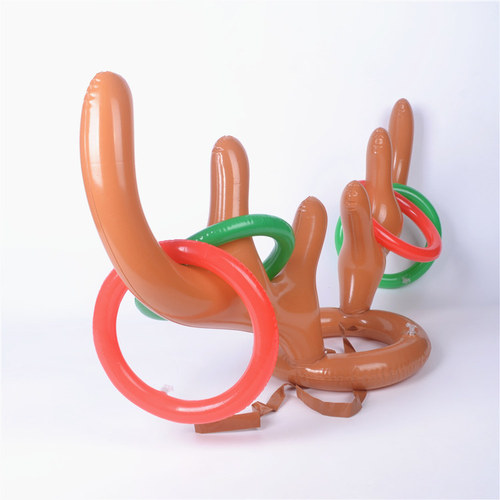 Inflatable Antler Head Hoop Game, Inflatable Throwing Hoop Toy for Kids, Outdoor Leisure Sports, Christmas Decor