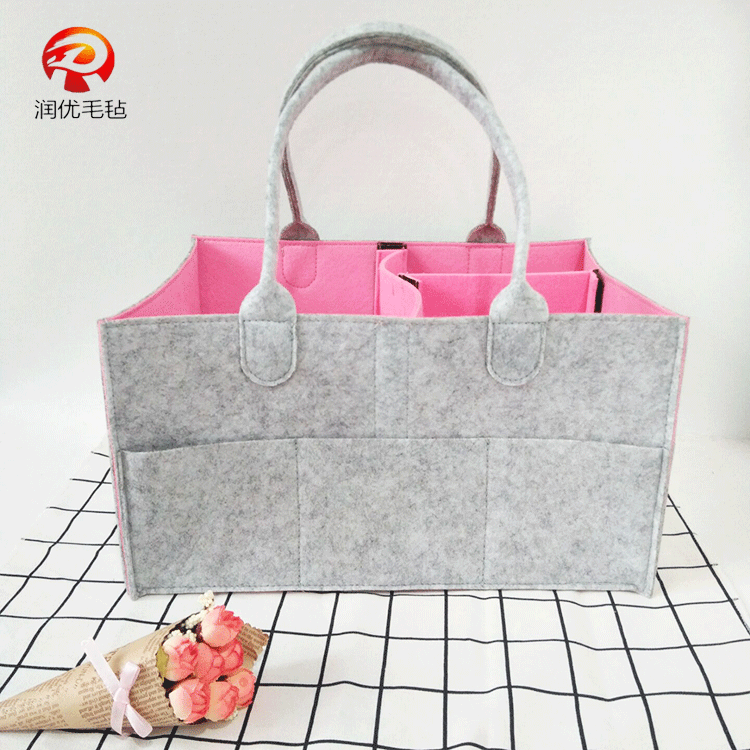 毛毡收纳袋 宝宝纸尿片 尿不湿袋 妈咪旅行化妆品收纳包 定制logo
