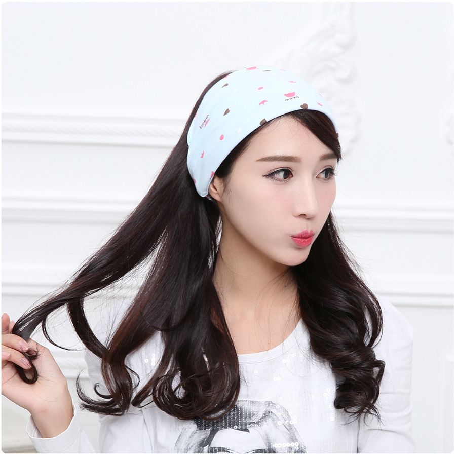 2018新款印花交叉加寬發帶清新女士印花月子保暖頭箍孕婦防風頭巾