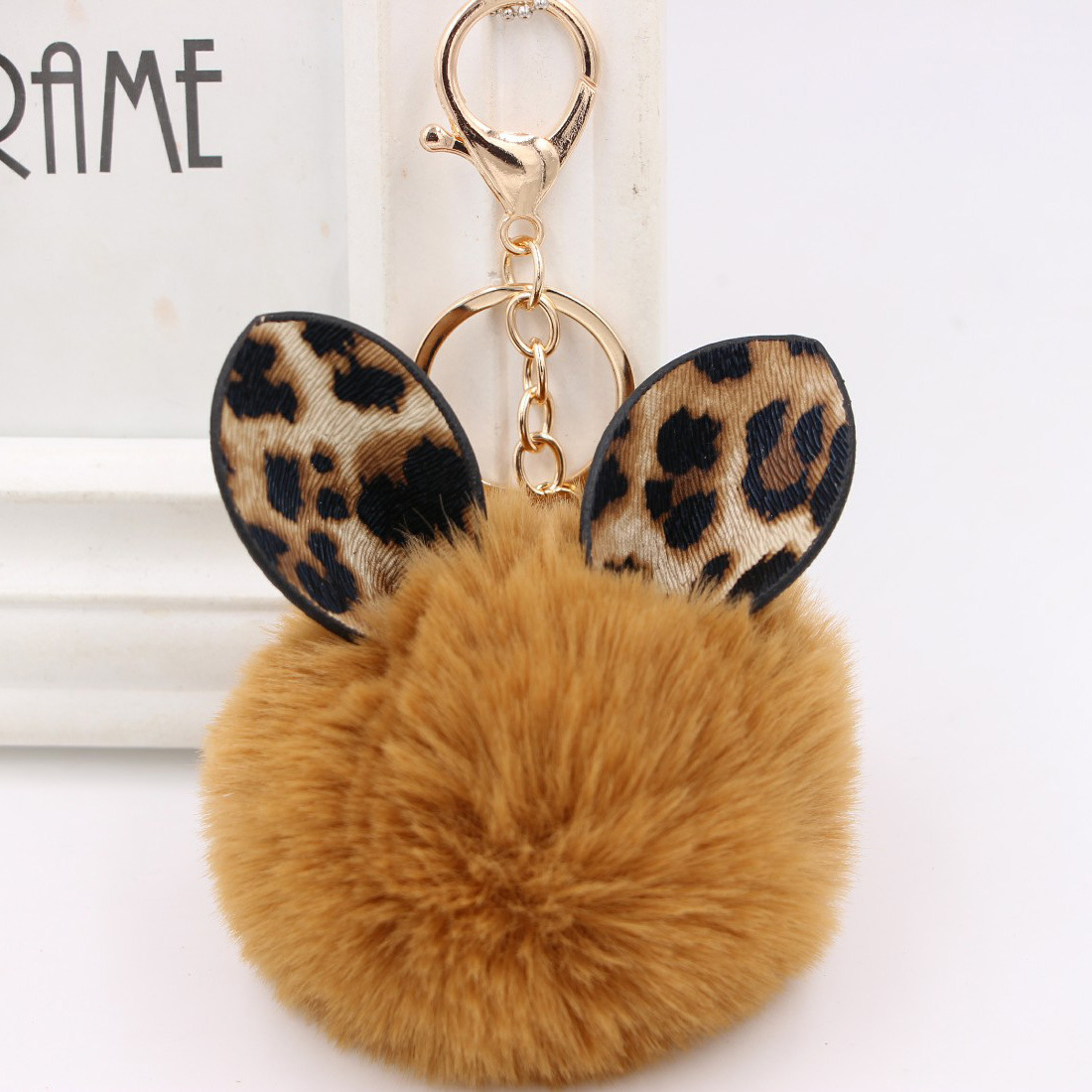 1 Piece Retro Ear Leopard Simulation Wool Plating Bag Pendant Keychain display picture 2