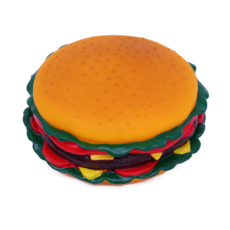 Juguete de sonido simulación hamburguesa vinilo mascota molar mordedura resistente perro juguete fábrica suministro directo al por mayor image 5