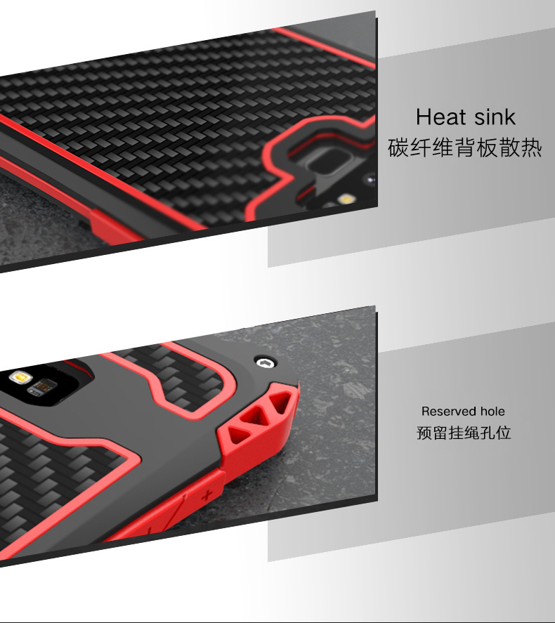 R-Just Amira Heavy Duty Dirtproof Shockproof Rainproof Aluminum Metal Bumper Carbon Fiber Back Cover Case for Samsung Galaxy Note 9