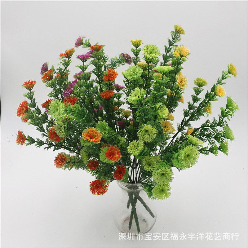 库存处理5叉塔松仿真植物插花植物墙塑料花绿植盆景植物把束