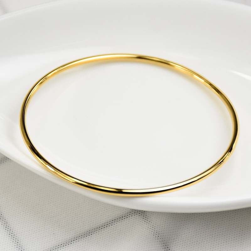 PVD Coated Gold Plating Process 18K Real Gold Plated Plating Material PVD Coated Solid Color Stainless Steel Simple Style 304 Stainless Steel Bangle