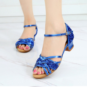 Children royal blue latin ballroom dance shoes modern dancing shoes cuhk children's magic stick child sandals of the girls