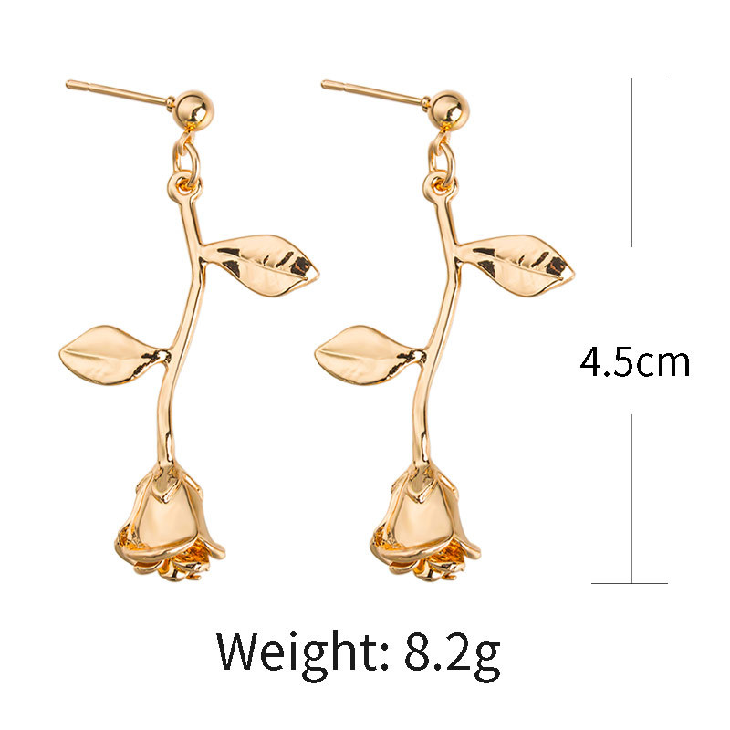 New Wild Flowers Leaves Hollow Rose Alloy Pendant Earrings Gift For Girlfriend display picture 12