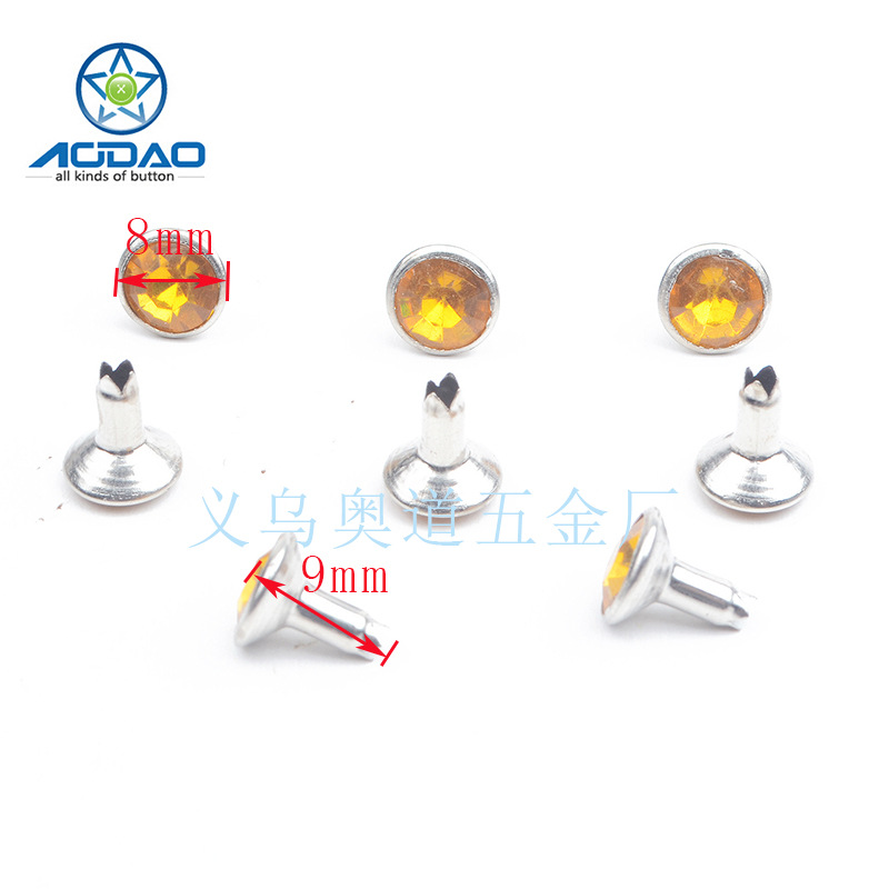 厂家直销外贸出口10mm带钻铆钉钻撞钉镶嵌水晶花瓣铜帽钉