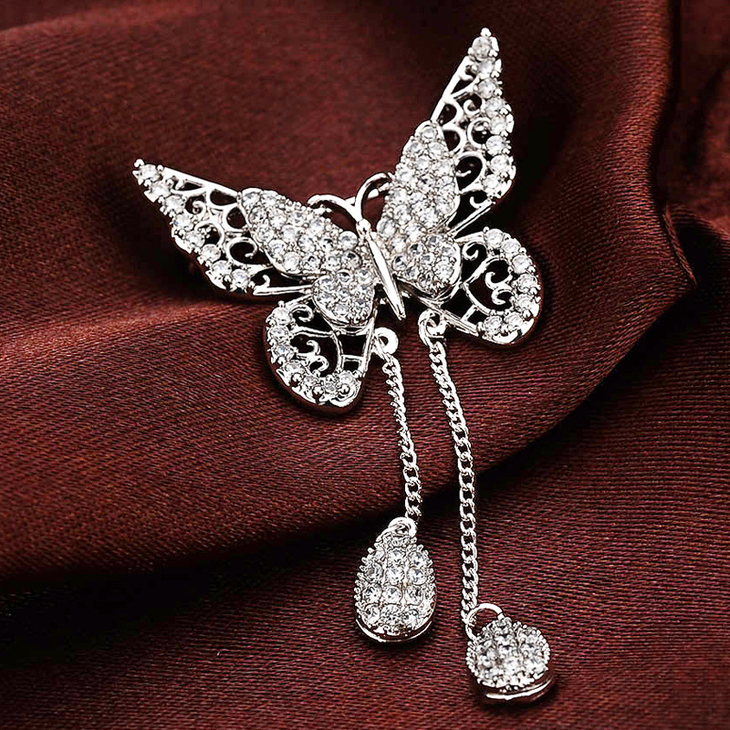 high-grade Korean Edition originality fashion zircon Brooch Pin Versatile butterfly personality Sternum Shawl Scarf buckle wholesale