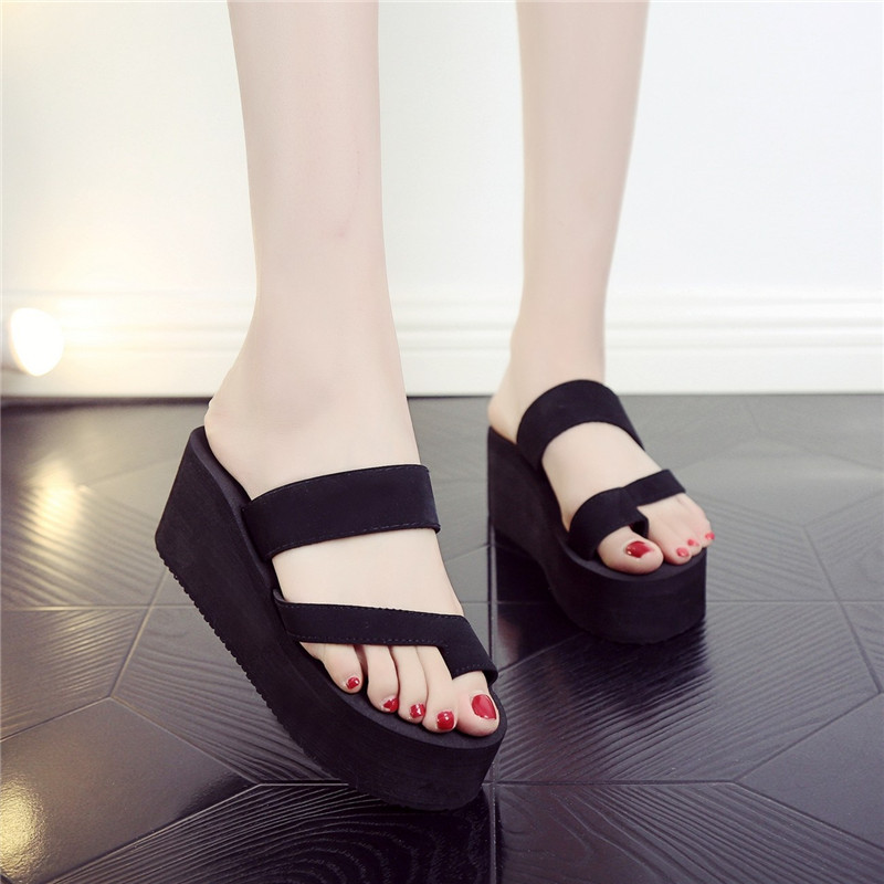 2020 new pattern summer slipper High-heeled EVA The thickness of the bottom flip flops lady Versatile Exorcism sandals wholesale