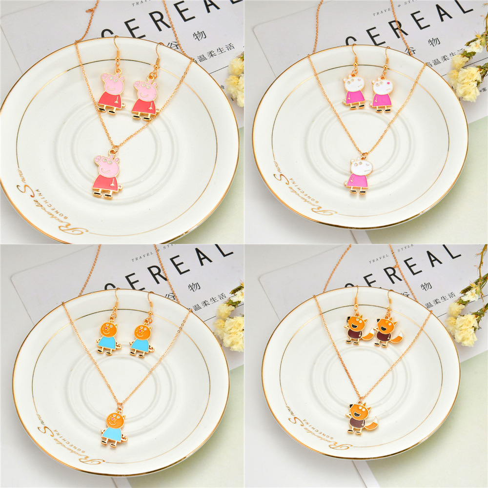 抖音同款小猪佩奇耳环社会人合金卡通可爱个性百搭网红耳钉耳饰