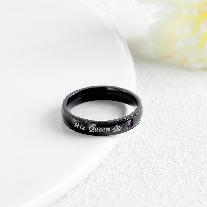 Simple Queen Crown Couple Titanium Steel Ring display picture 17