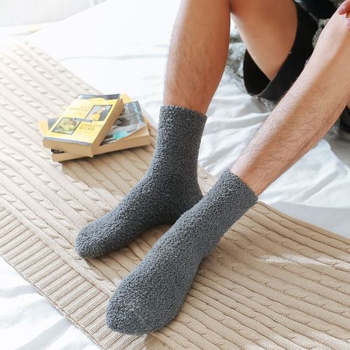 Winter men's cotton sleep cotton socks mid-calf socks thickened terry floor socks coral fleece sleep warm men's socks