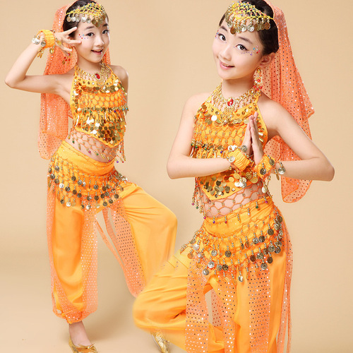 Indian dance costumes for girls, new children's belly dance costumes, Xinjiang dance Tianzhu costumes