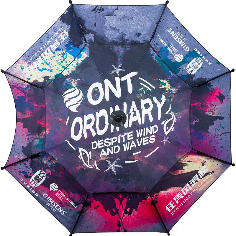 新款五彩色2.4米双层加厚钓鱼伞2.2米万向防雨钓鱼超轻太阳伞单色