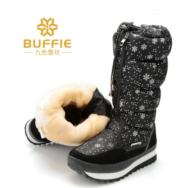 Сапоги Buffie M0767/M0768 с узором «снежинка», тёплая подкладка, плоская подошва