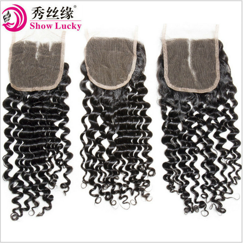 4*4 deep wave curly close real hair lace accessories hair block manufacturers wholesale on behalf of hair