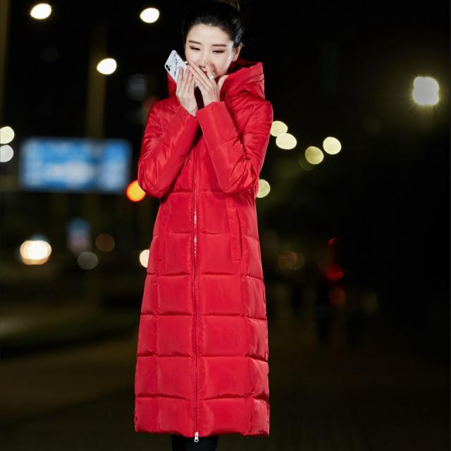 Thickened and lengthened down cotton jacket with long cotton jacket over knee in autumn and winter