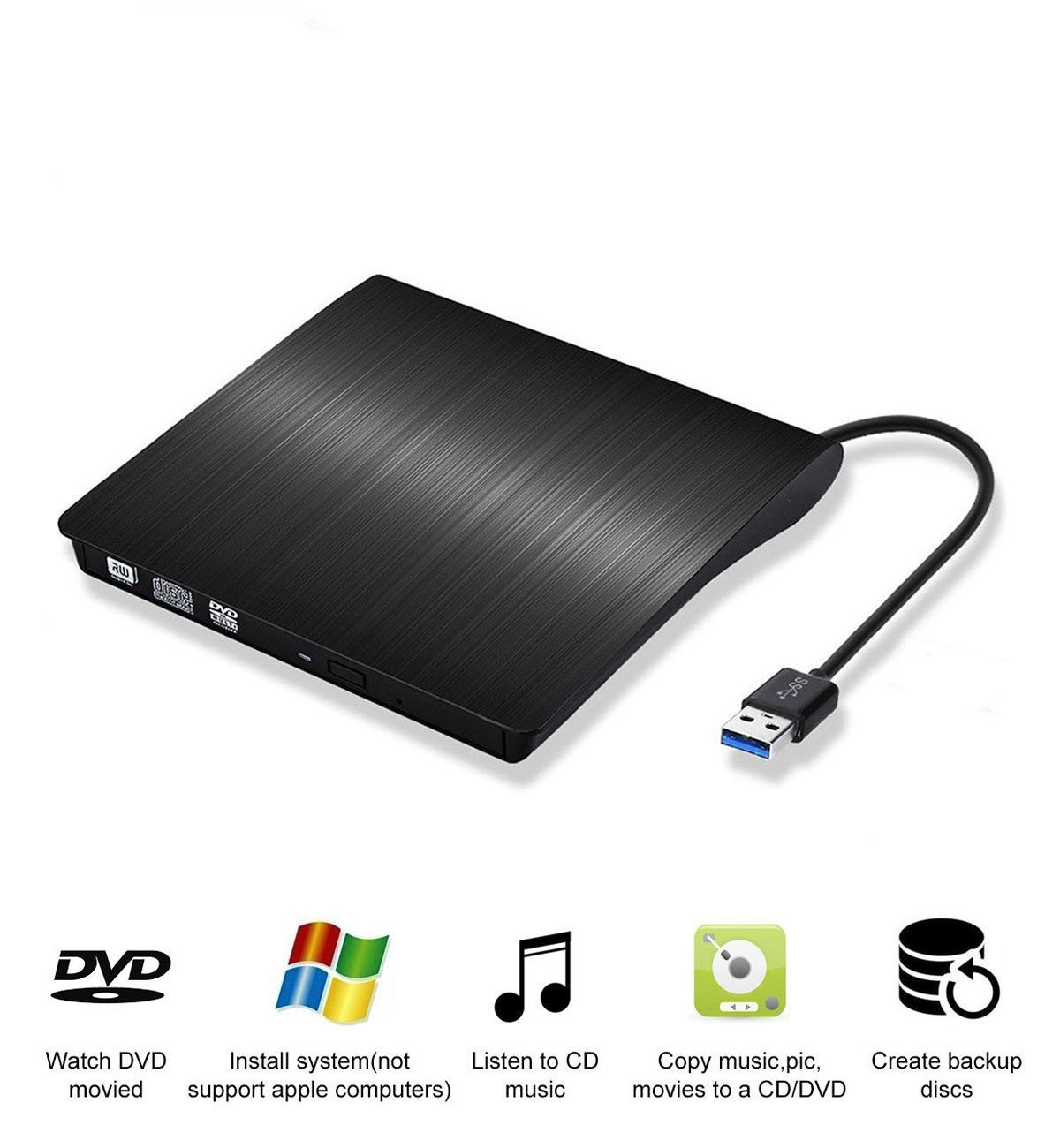 拉丝USB3.0外置光驱移动DVD刻录机 外接台式电脑笔记本光盘驱动器-阿里巴巴