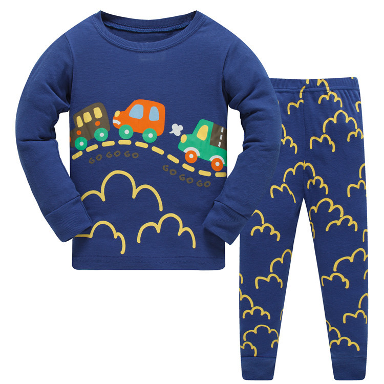 Baby cotton 3-8 long-sleeved ribbed cotton children's pajamas, air-conditioned clothing, dropshipping available (full set) 8