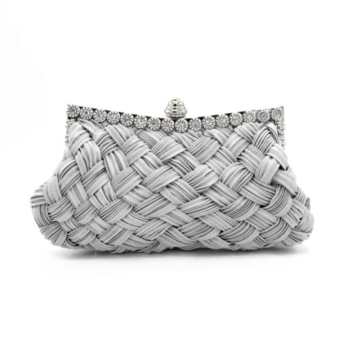 Factory direct sales new diamond-encrusted satin woven bag bridal bag big red banquet bag clutch bag crossbody bag