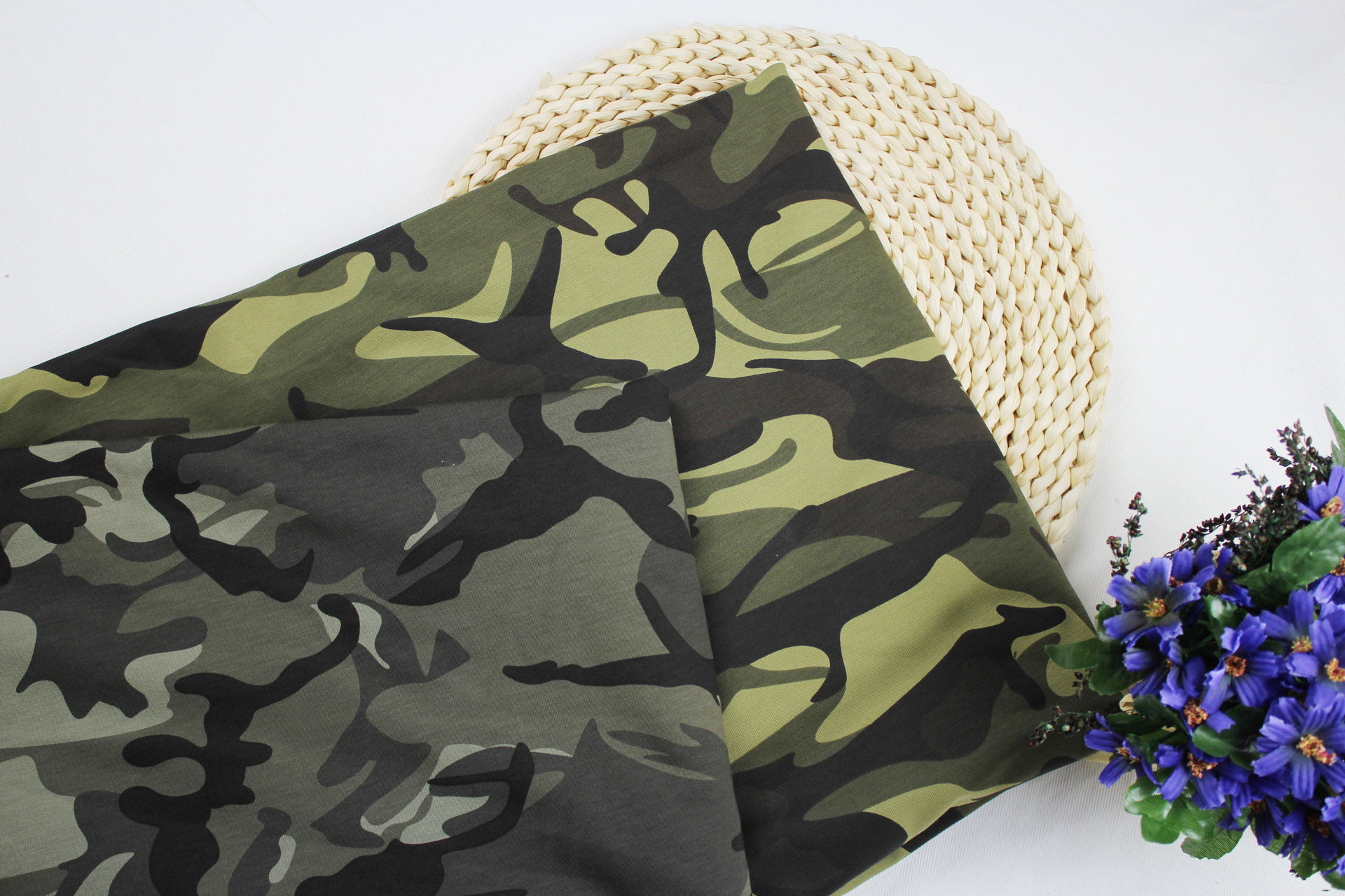 印花婴童面料 40s针织印花棉毛布 休闲迷彩针织布