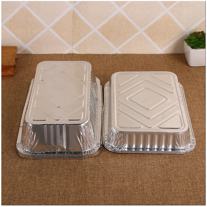 Disposable lunch box tin paper box oven pasta box Bowl take-out packaging aluminum foil box rectangular barbecue supplies
