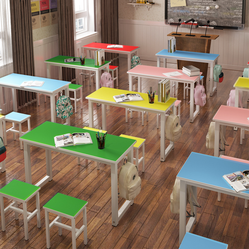 Manufacturers wholesale primary and secondary school class desk kindergarten color combination desk counseling class desk chair long section