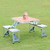 Outdoor folding table aluminum alloy conjoined portable stalls to promote camping barbecue tables and chair suits