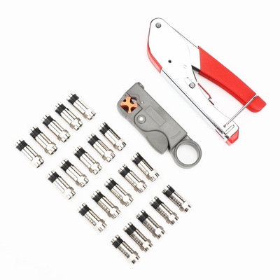 阿极漫 同轴电缆F头压线钳剥线钳套装 家用有线电视组合工具套装|ru