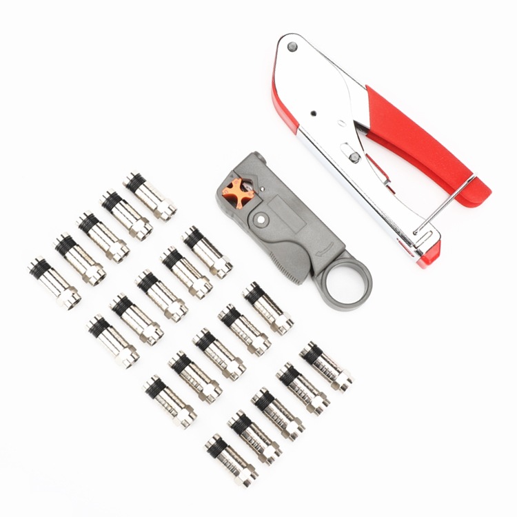阿极漫 同轴电缆F头压线钳剥线钳套装 家用有线电视组合工具套装|ru