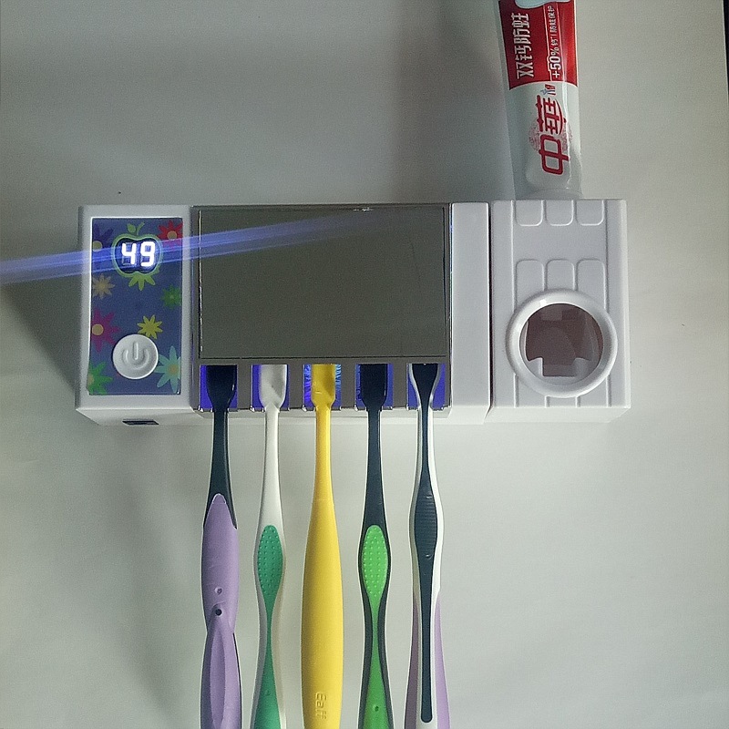充电式牙刷消毒器牙刷架除菌免插电牙刷挂架挤牙膏器化妆镜款包邮